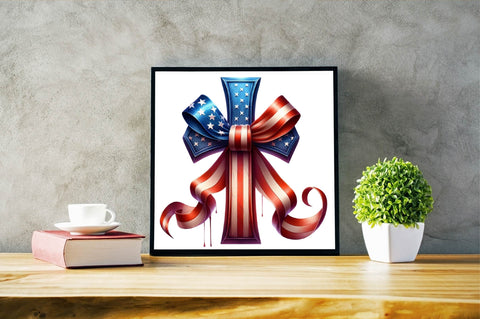 Christian Cross 4th of July USA Bow Sublimation Clipart Sublimation SVGArt 