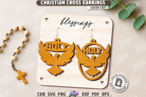 Christian Cross Earrings Laser Cut Bundle. Digital Download. Christian Jewelry. Religious Accessory SVG The T Store Design 