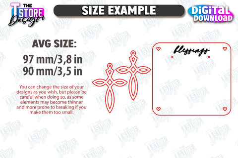 Christian Cross Earrings Laser Cut Bundle. Digital Download. Christian Jewelry. Religious Accessory SVG The T Store Design 