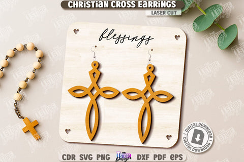 Christian Cross Earrings Laser Cut Bundle. Digital Download. Christian Jewelry. Religious Accessory SVG The T Store Design 