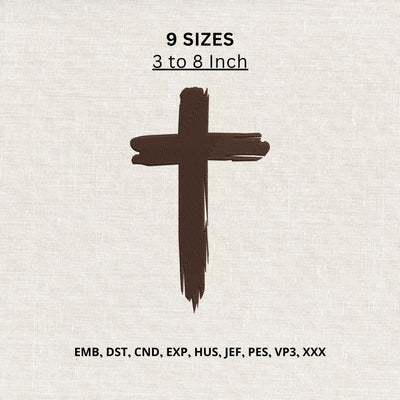 Christian Cross Machine Embroidery Design – Rustic Brush Stroke Faith Cross Embroidery File Embroidery/Applique DESIGNS PatternFeed8 