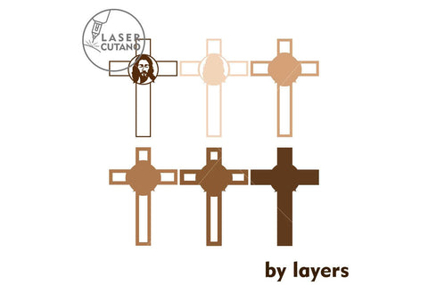 Christian Cross Multilayer Home Decoration, Cut Template SVG LaserCutano 