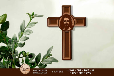 Christian Cross Multilayer Home Decoration, Cut Template SVG LaserCutano 