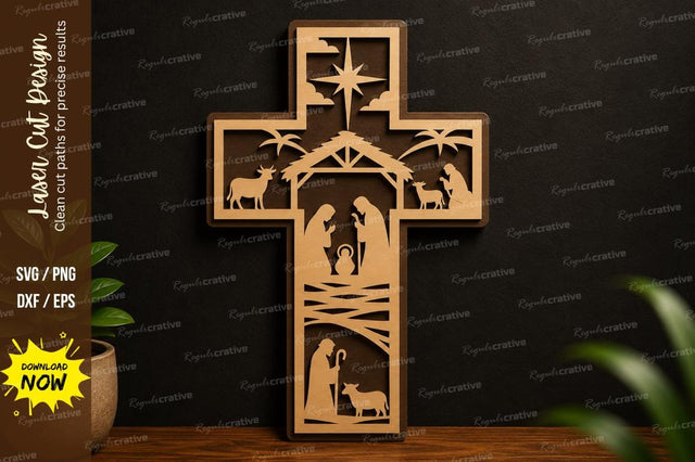 Christian Cross Nativity Laser Cut SVG Design SVG Regulrcrative 