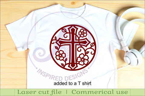 Christian Cross Wall Art SVG, Floral Vine Cross Laser Cut SVG APInspireddesigns 