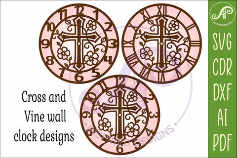 Christian Cross Wall Clock SVG, Floral Vine Faith Clock SVG APInspireddesigns 