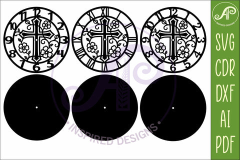 Christian Cross Wall Clock SVG, Floral Vine Faith Clock SVG APInspireddesigns 