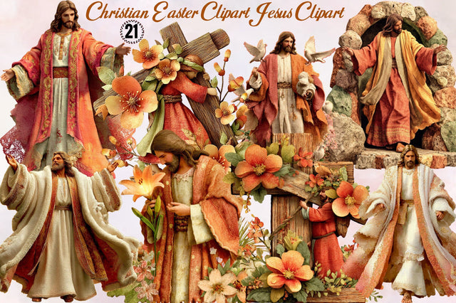 Christian Easter Clipart Jesus Clipart Bundle. Sublimation SVGArt 