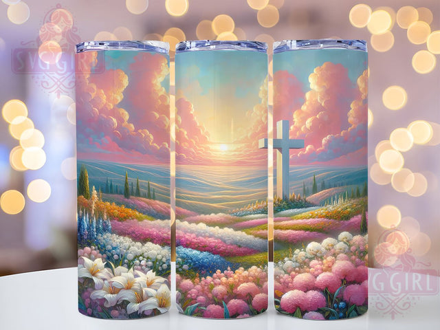 Christian Easter Faith Cross Tumbler, Christian Faith Tumbler, Religious Easter Wrap, Stylish 20oz Wrap, Sublimation Design, Trendy Gift Idea, Inspirational Christian Tumbler Sublimation SvggirlplusArt 
