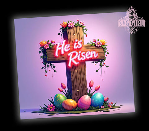 Christian Easter, He is Risen, Tumbler Wrap, 20oz Tumbler, Sublimation Design, Easter Decor, Religious Gift, Faith-Based Tumbler Sublimation SvggirlplusArt 