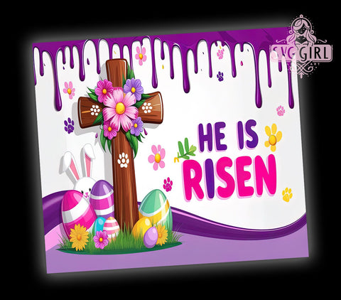 Christian Easter, He is Risen, Tumbler Wrap, 20oz Tumbler, Sublimation Design, Easter Decor, Religious Gift, Faith-Based Tumbler Sublimation SvggirlplusArt 