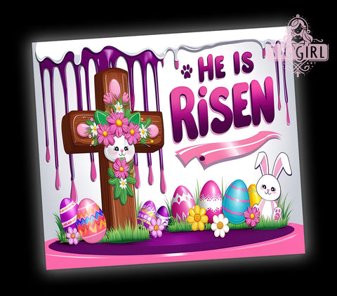 Christian Easter, He is Risen, Tumbler Wrap, 20oz Tumbler, Sublimation Design, Easter Decor, Religious Gift, Faith-Based Tumbler Sublimation SvggirlplusArt 