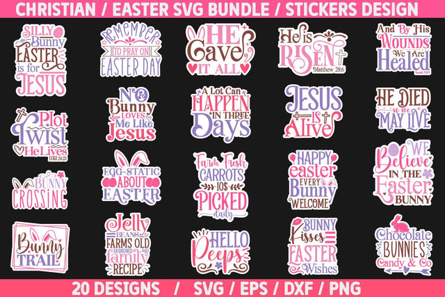 Christian Easter SVG Bundle And Stickers PNG Design SVG akazaddesign 