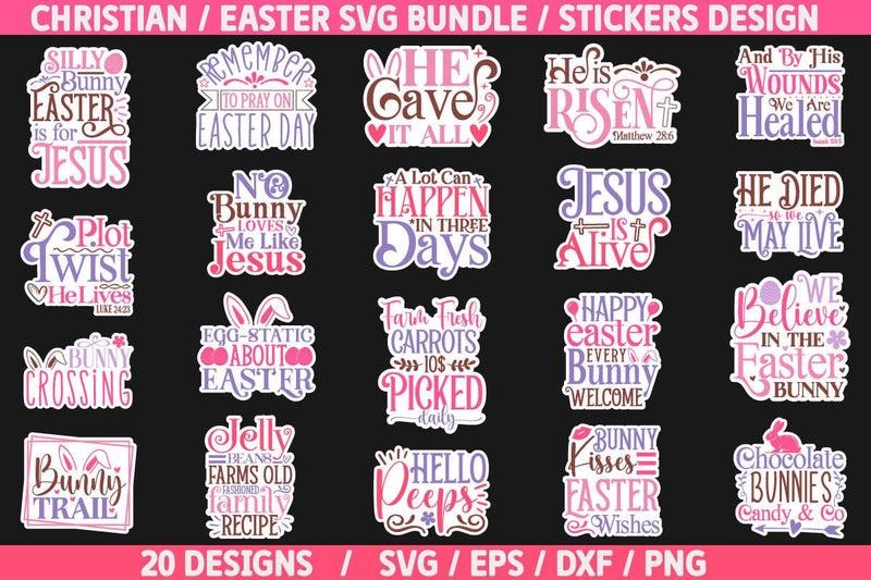 Christian Easter SVG Bundle And Stickers PNG Design SVG akazaddesign 