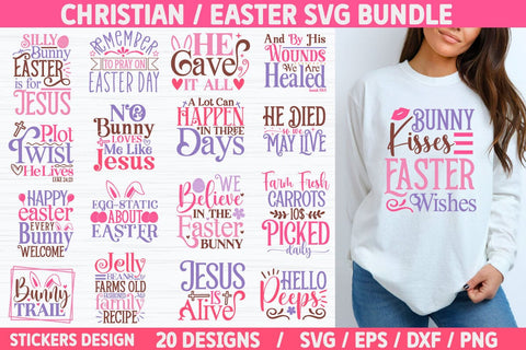 Christian Easter SVG Bundle And Stickers PNG Design SVG akazaddesign 