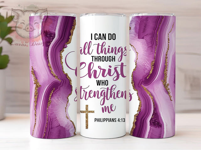 Christian Faith Bible Verse Tumbler, Bible Verse Tumbler, Faith Tumbler, Philippians 413 Tumbler, Religious Tumbler, 20oz Sublimation Wrap, Inspirational Tumbler Sublimation Lara' s Designs 