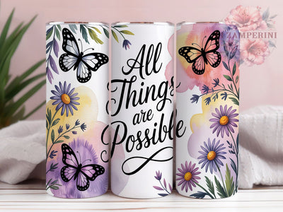 Christian Faith Bible Verse Tumbler Wrap, Faith Tumbler Design, Bible Verse Cup, 20oz Sublimation Wrap, Inspirational Tumbler, Religious Gift Idea, All Things Are Possible Sublimation Li Zamperini 