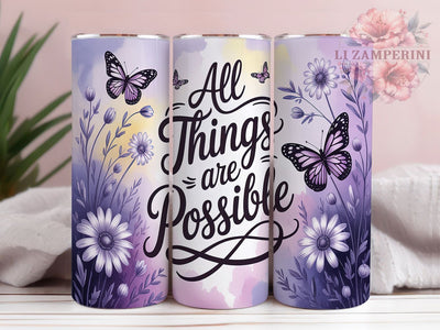 Christian Faith Bible Verse Tumbler Wrap, Faith Tumbler Design, Bible Verse Cup, 20oz Sublimation Wrap, Inspirational Tumbler, Religious Gift Idea, All Things Are Possible Sublimation Li Zamperini 