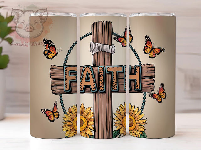 Christian Faith Cross 20oz Tumbler Wrap, Faith Design, Cross Sublimation, Western Style, 20oz Tumbler Wrap, Religious Gift, Spiritual Tumbler Sublimation Lara' s Designs 