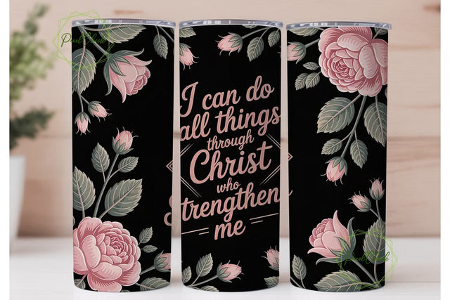 Christian Floral 20oz Tumbler Wrap Sublimation PixelChick 