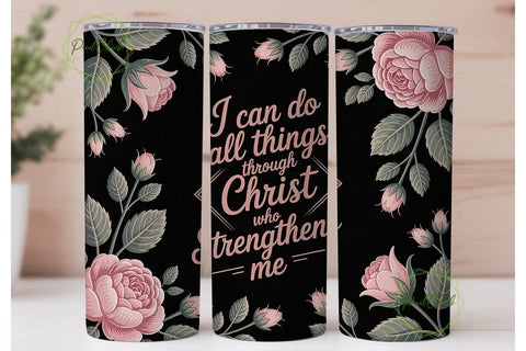 Christian Floral 20oz Tumbler Wrap Sublimation PixelChick 
