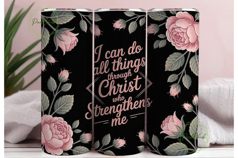 Christian Floral 20oz Tumbler Wrap Sublimation PixelChick 