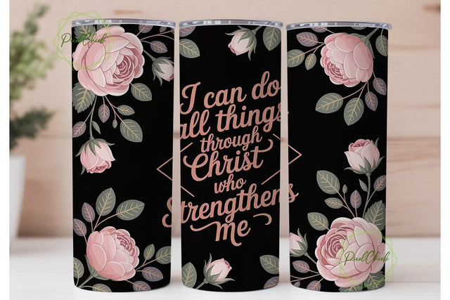 Christian Floral 20oz Tumbler Wrap Sublimation PixelChick 