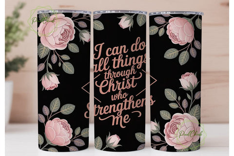 Christian Floral 20oz Tumbler Wrap Sublimation PixelChick 