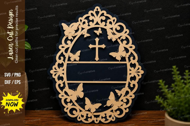 Christian Floral Frame laser cut svg File SVG Regulrcrative 