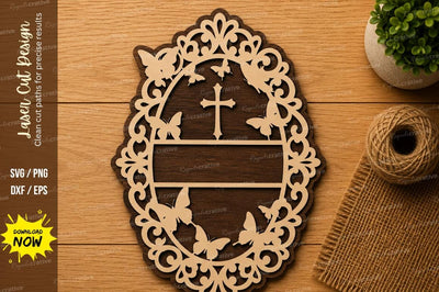 Christian Floral Oval Frame Laser Cut SVG Design SVG Regulrcrative 