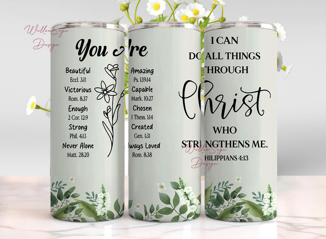 Christian Gifts for Women-Stainless Steel 20oz Tumbler Inspirational Religious Gifts- Christian Faith Jesus God Bible Verse Sublimation WillowSageDesign 