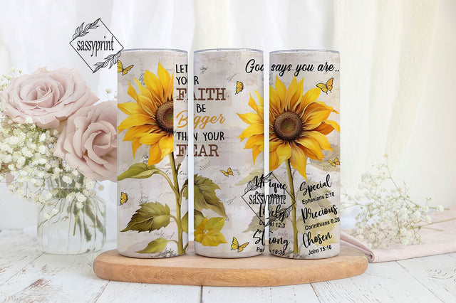 Christian Gifts For Women Tumbler, Birthday Gift For Women Sunflower Faith Religious Gifts For Women, Inspirational Gifts For Women, Bible Verse Sublimation sassyprint 