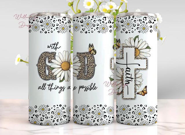 Christian Gifts for Women - With God All Things Are Possible Travel Mug, Digital Download For Tumbler Sublimation WillowSageDesign 