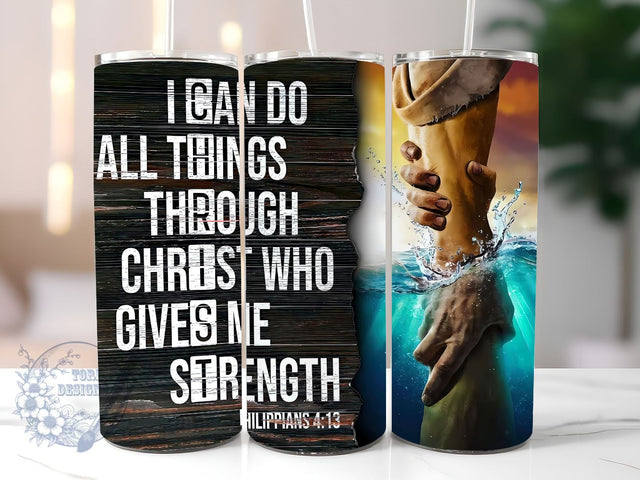 Christian Jesus 20oz Skinny Tumbler, I Can Do All Things Through Christ Tumbler Png, Straight & Tapered Tumbler Wrap, Instant Digital Download Sublimation ToriDesigns 