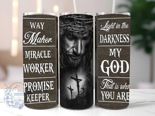 Christian Jesus 20oz Skinny Tumbler, Way Maker Miracle Worker Tumbler Png, Straight & Tapered Tumbler Wrap, Instant Digital Download Sublimation ToriDesigns 