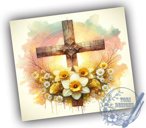 Christian Jesus 20oz Skinny Tumbler, Wooden Cross Tumbler Png, Straight & Tapered Tumbler Wrap, Instant Digital Download Sublimation ToriDesigns 