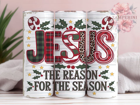 Christian Jesus 20oz Tumbler Wrap PNG, Jesus The Reason for the Season Christmas Tumbler PNG Sublimation Design, Straight & Tapered Tumbler Wrap, Instant Digital Download Sublimation Li Zamperini 