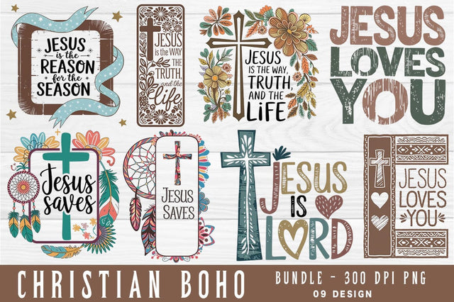 Christian Jesus Quote Boho Design PNG Sublimation Bundle SVG FiveStarCrafting 