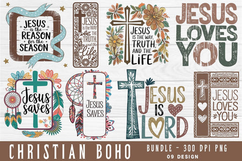 Christian Jesus Quote Boho Design PNG Sublimation Bundle SVG FiveStarCrafting 