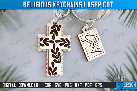 Christian Keychain Laser Cut Bundle | Religious Symbol | 3D Keyring | CNC Files SVG Fly Design 
