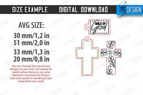 Christian Keychain Laser Cut Bundle | Religious Symbol | 3D Keyring | CNC Files SVG Fly Design 