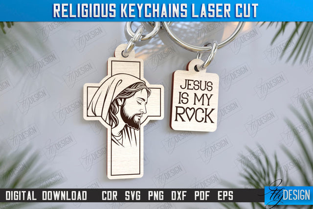 Christian Keychain Laser Cut | Religious Symbol | 3D Keyring | CNC File SVG Fly Design 