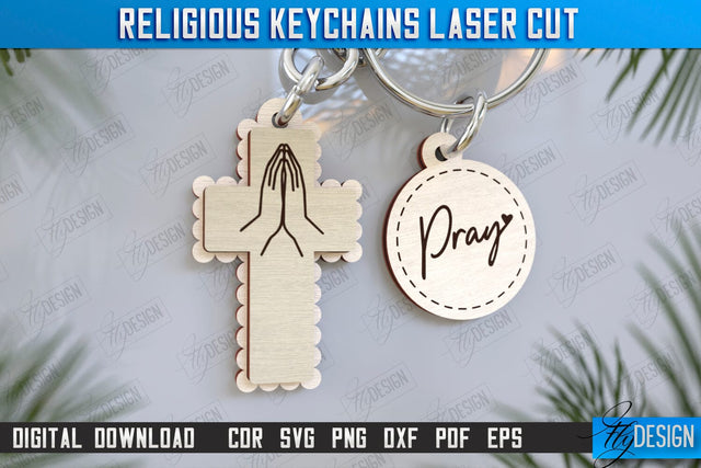 Christian Keychain Laser Cut | Religious Symbol | 3D Keyring | CNC File SVG Fly Design 