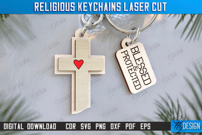 Christian Keychain Laser Cut | Religious Symbol | 3D Keyring | CNC File SVG Fly Design 