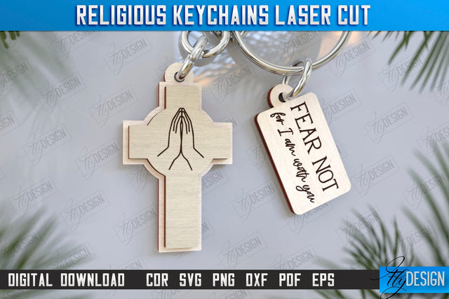 Christian Keychain Laser Cut | Religious Symbol | 3D Keyring | CNC File SVG Fly Design 