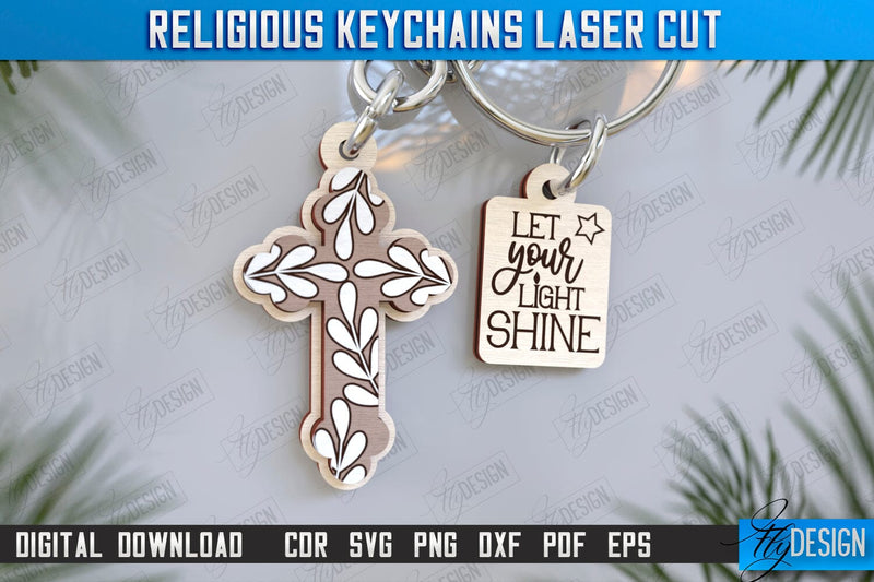 Christian Keychain Laser Cut | Religious Symbol | 3D Keyring | CNC File SVG Fly Design 