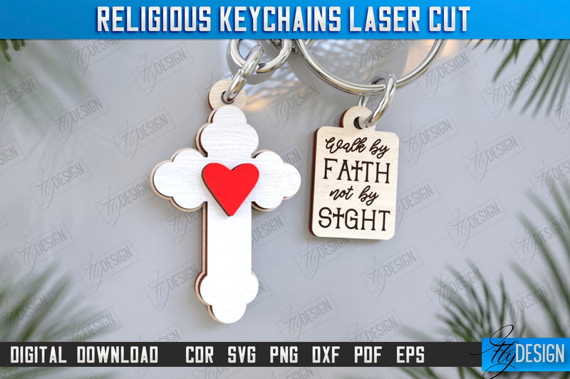 Christian Keychain Laser Cut | Religious Symbol | 3D Keyring | CNC File SVG Fly Design 