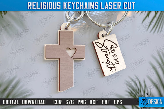 Christian Keychain Laser Cut | Religious Symbol | 3D Keyring | CNC File SVG Fly Design 