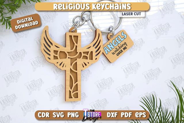 Christian Keychain Laser Cut | Religious Symbol | 3D Keyring | CNC File SVG The T Store Design 