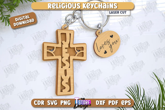 Christian Keychain Laser Cut | Religious Symbol | 3D Keyring | CNC File SVG The T Store Design 